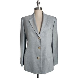 PAUL STUART Italian Light Blue Wool & Silk Three-Button Blazer | SZ 8/EU 46